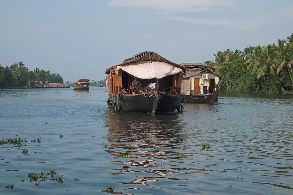 Houseboats moored on the Kerala backwaters